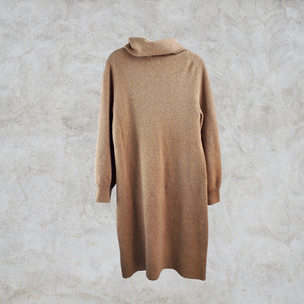 J.Crew Extra-Soft Turtleneck Sweater Dress Camel Tan Wool Blend Midi Womens M - Picture 3 of 6